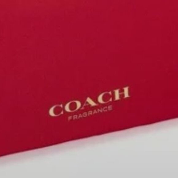 Coach Red Cosmetics Pouch Travel Case Makeup Bag Gold Heart Charm NEW - Picture 3 of 7